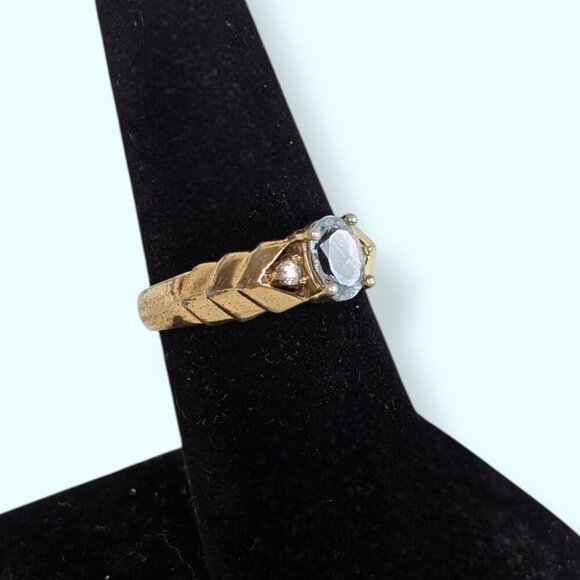 Vintage Topaz & Glass Costume Ring - Picture 2 of 8